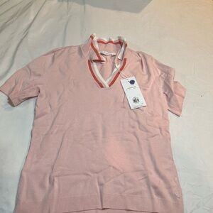 Lady Hagen Pink Collared Short Sleeve Shirt size small